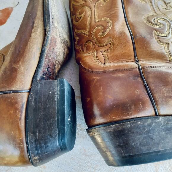 4839) Justin Men Tall Buck Brown Leather Cowboy Boots 9 1/2 EE main image 7